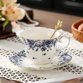 Vintage Blue Rose Tea Set