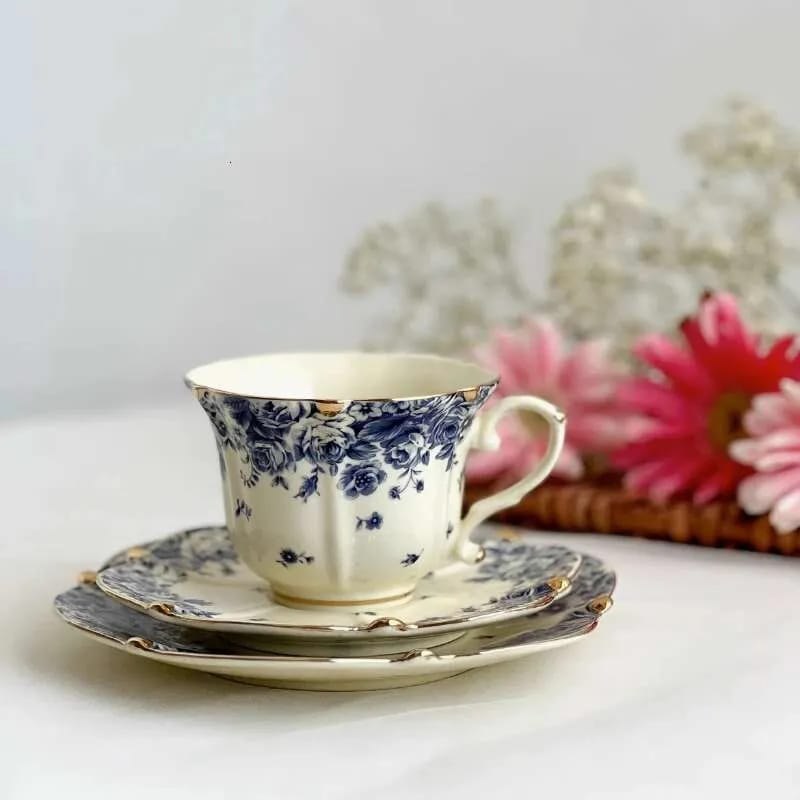 Vintage Blue Rose Tea Set