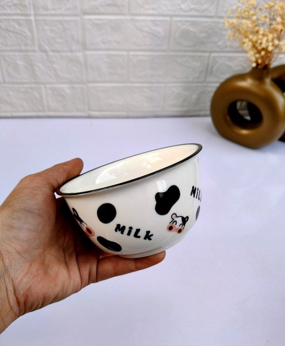 Spotted Cow Bowl & Plate Set