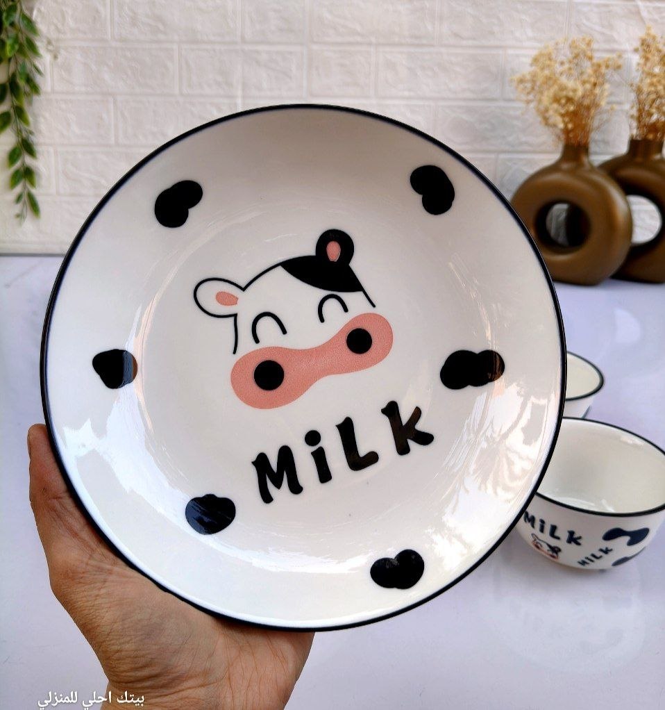 Spotted Cow Bowl & Plate Set