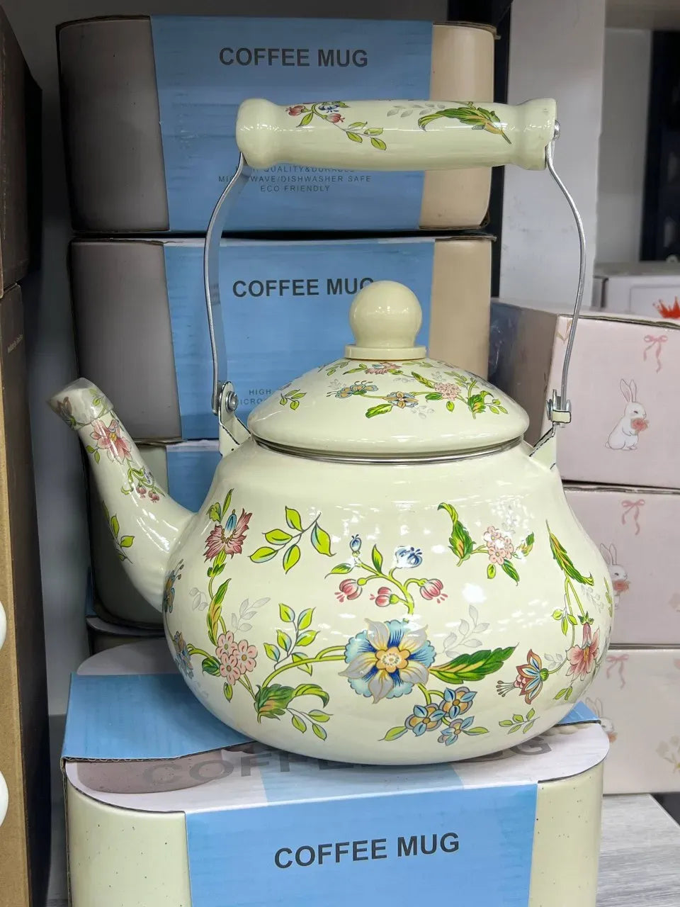 Floral Enamel Kettle