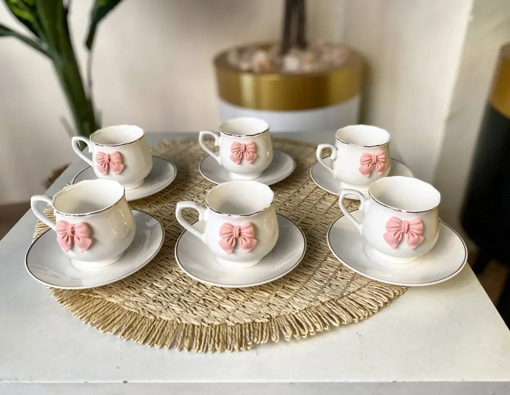 Pink Bow Coffee Set