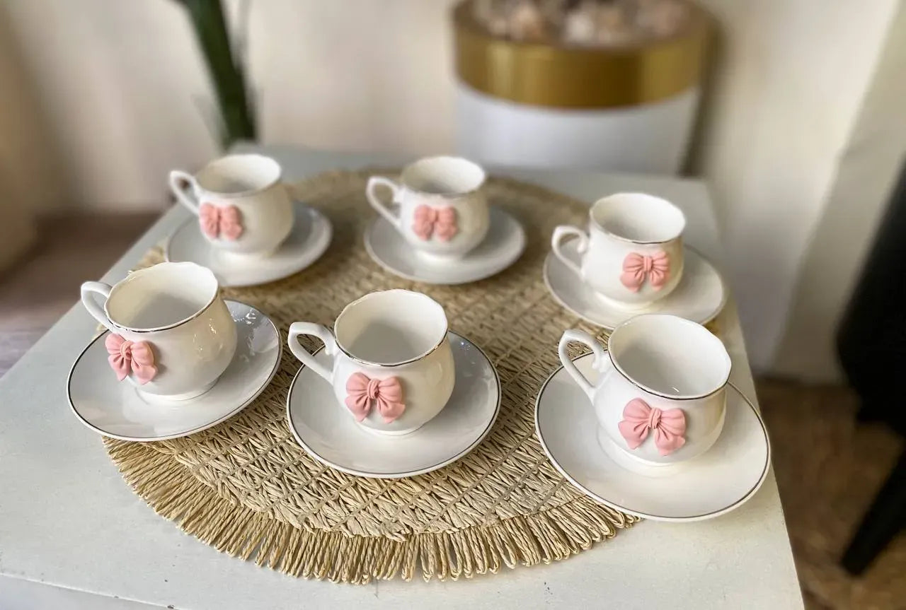 Pink Bow Coffee Set
