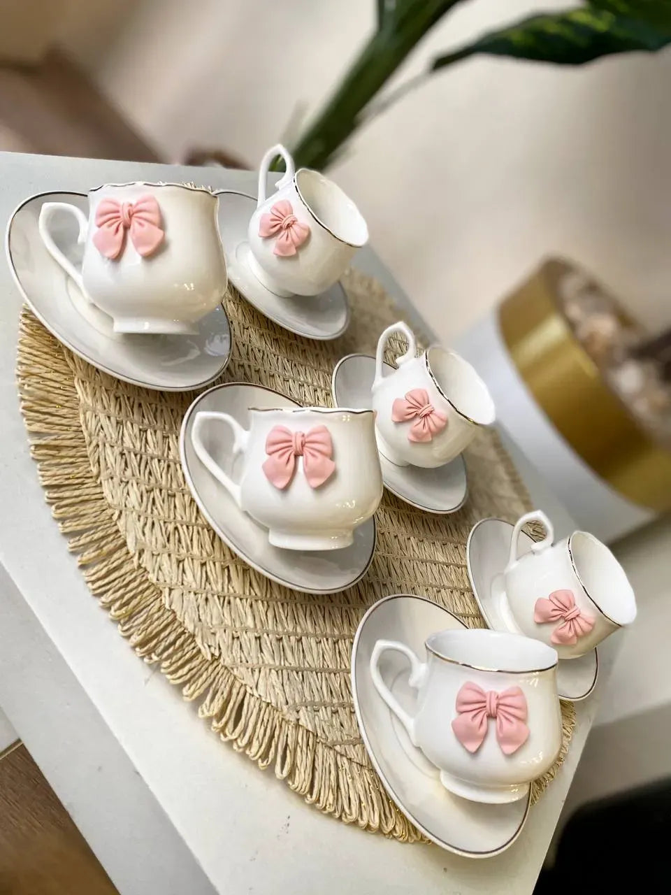 Pink Bow Coffee Set