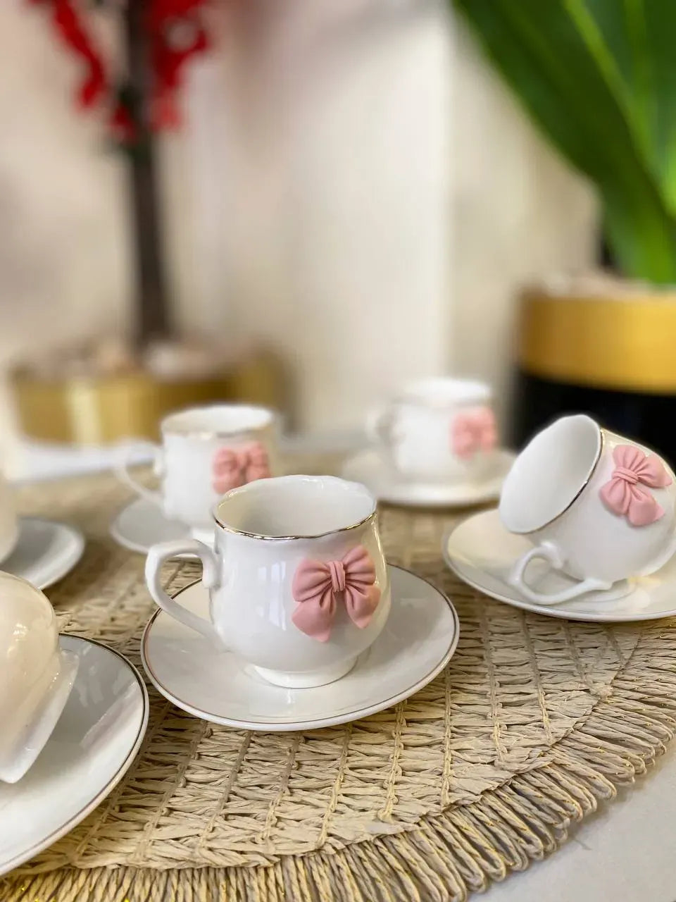 Pink Bow Coffee Set