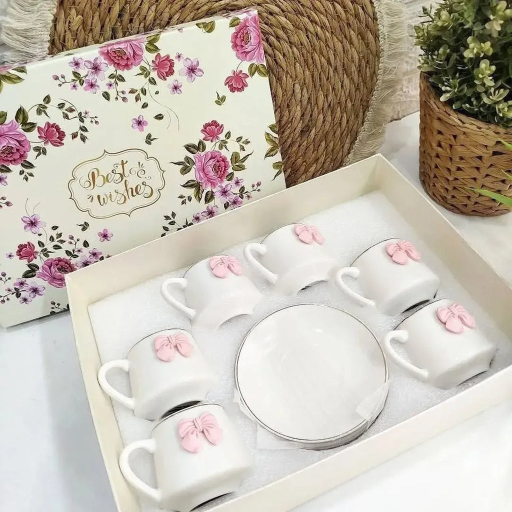 Pink Bow Coffee Set