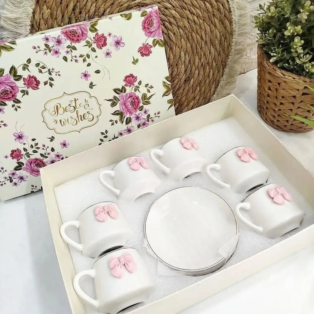 Pink Bow Coffee Set