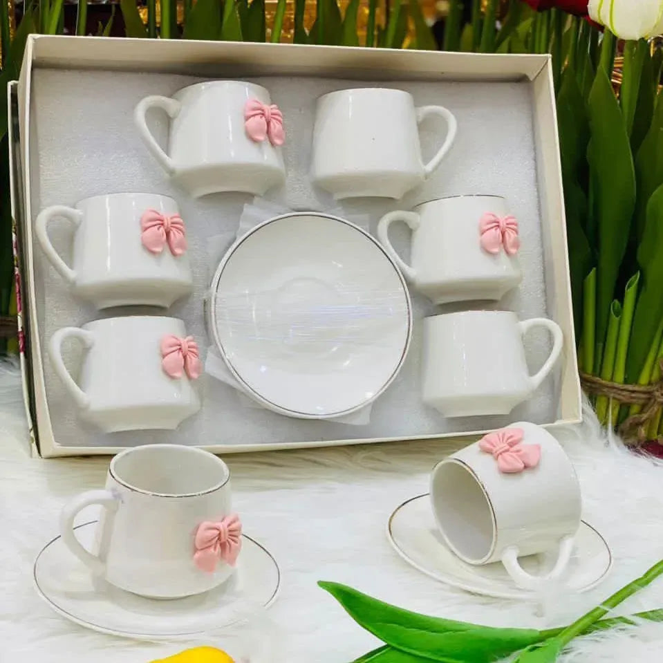 Pink Bow Coffee Set