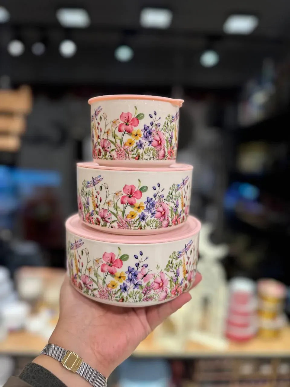 Floral Porcelain Containers