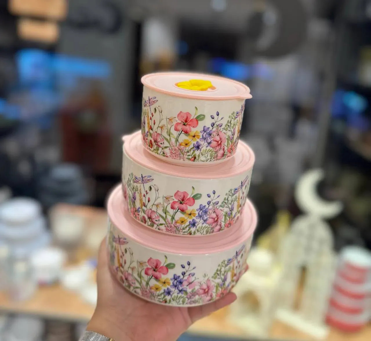 Floral Porcelain Containers