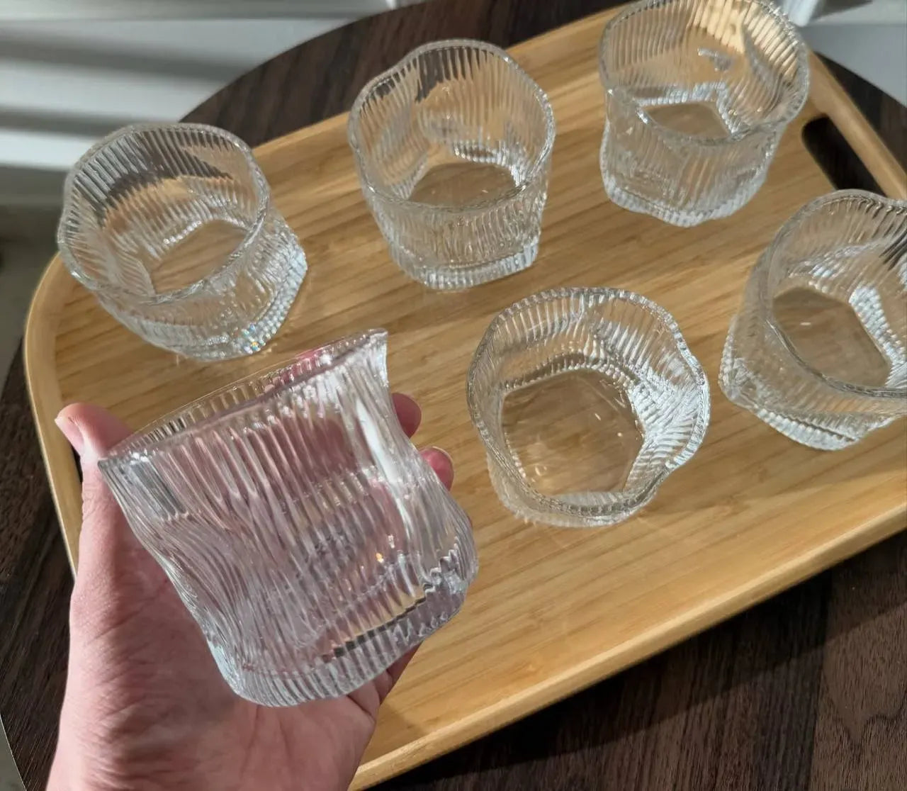 Wavy Glass Cups Set