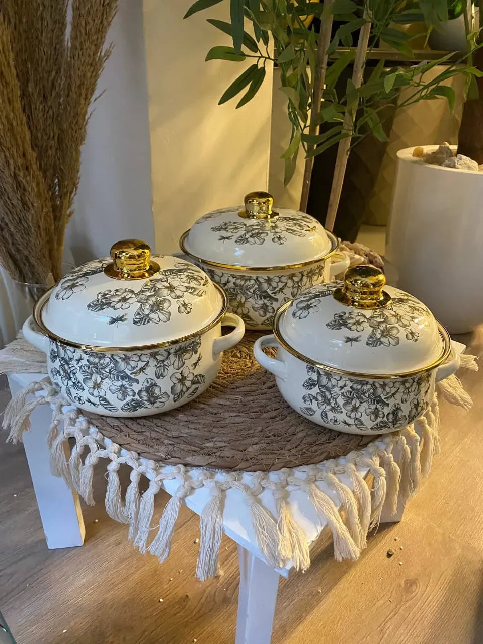 Floral Enamel Pots