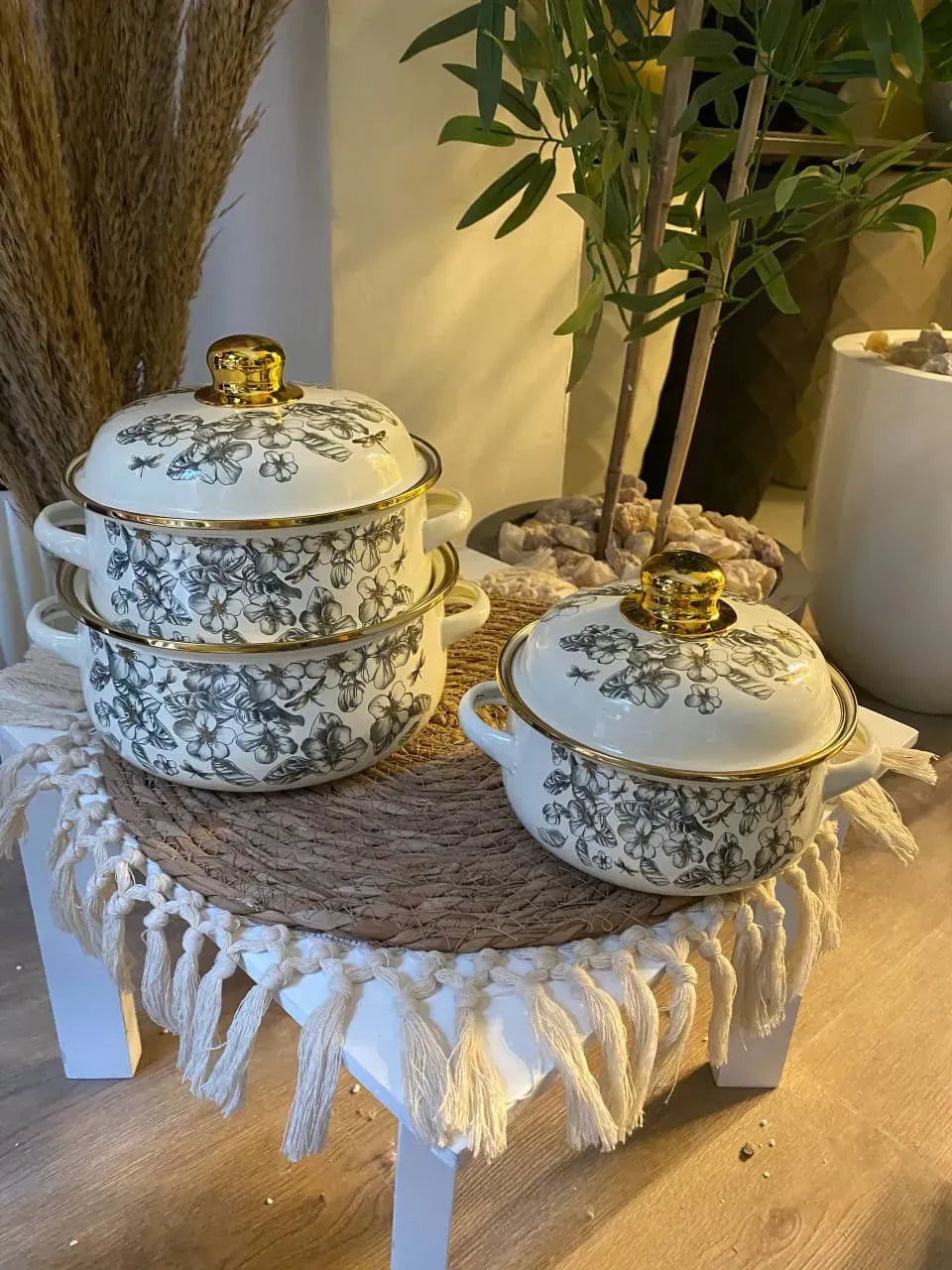 Floral Enamel Pots