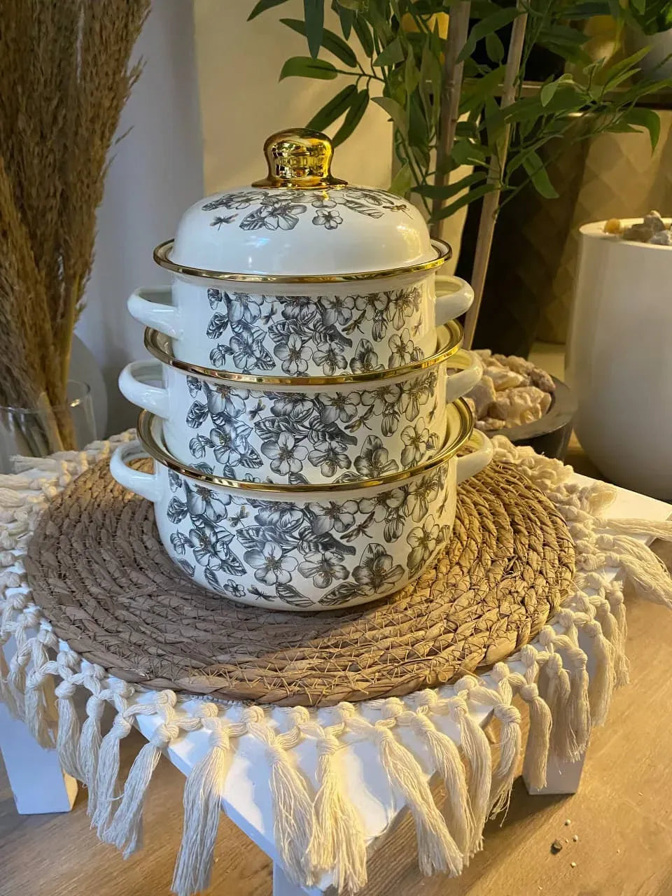 Floral Enamel Pots