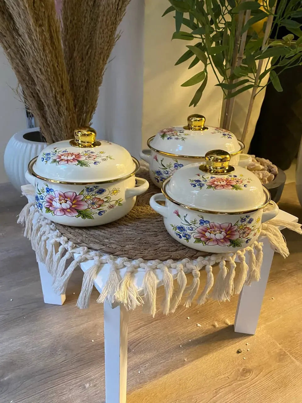 Floral Enamel Pots