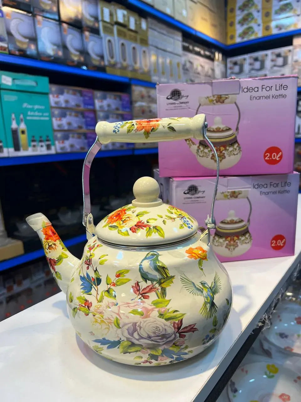 Floral Enamel Kettle