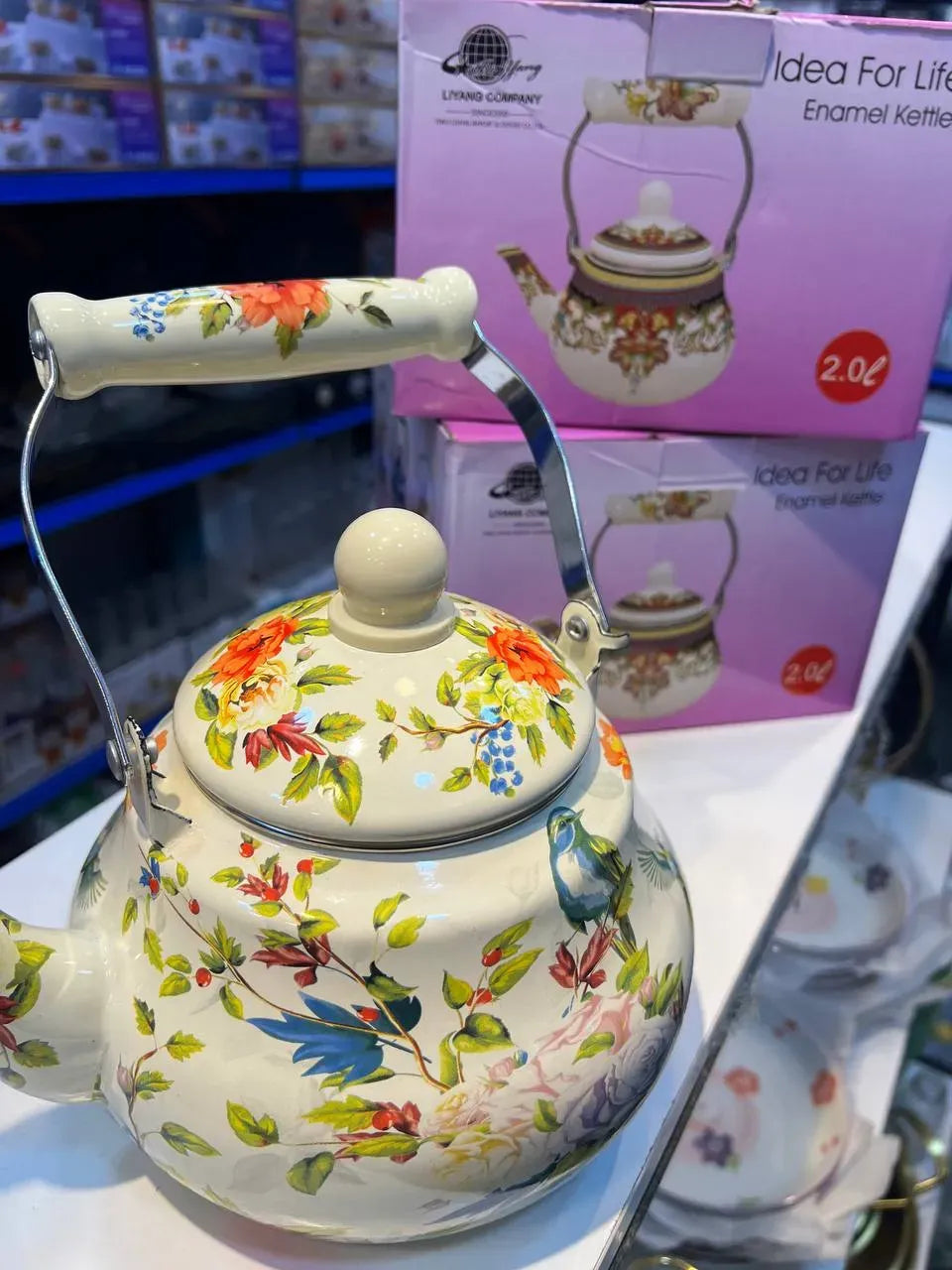 Floral Enamel Kettle