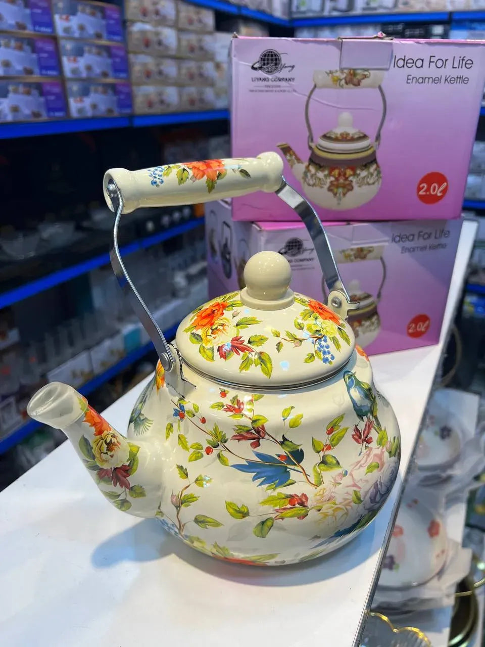 Floral Enamel Kettle