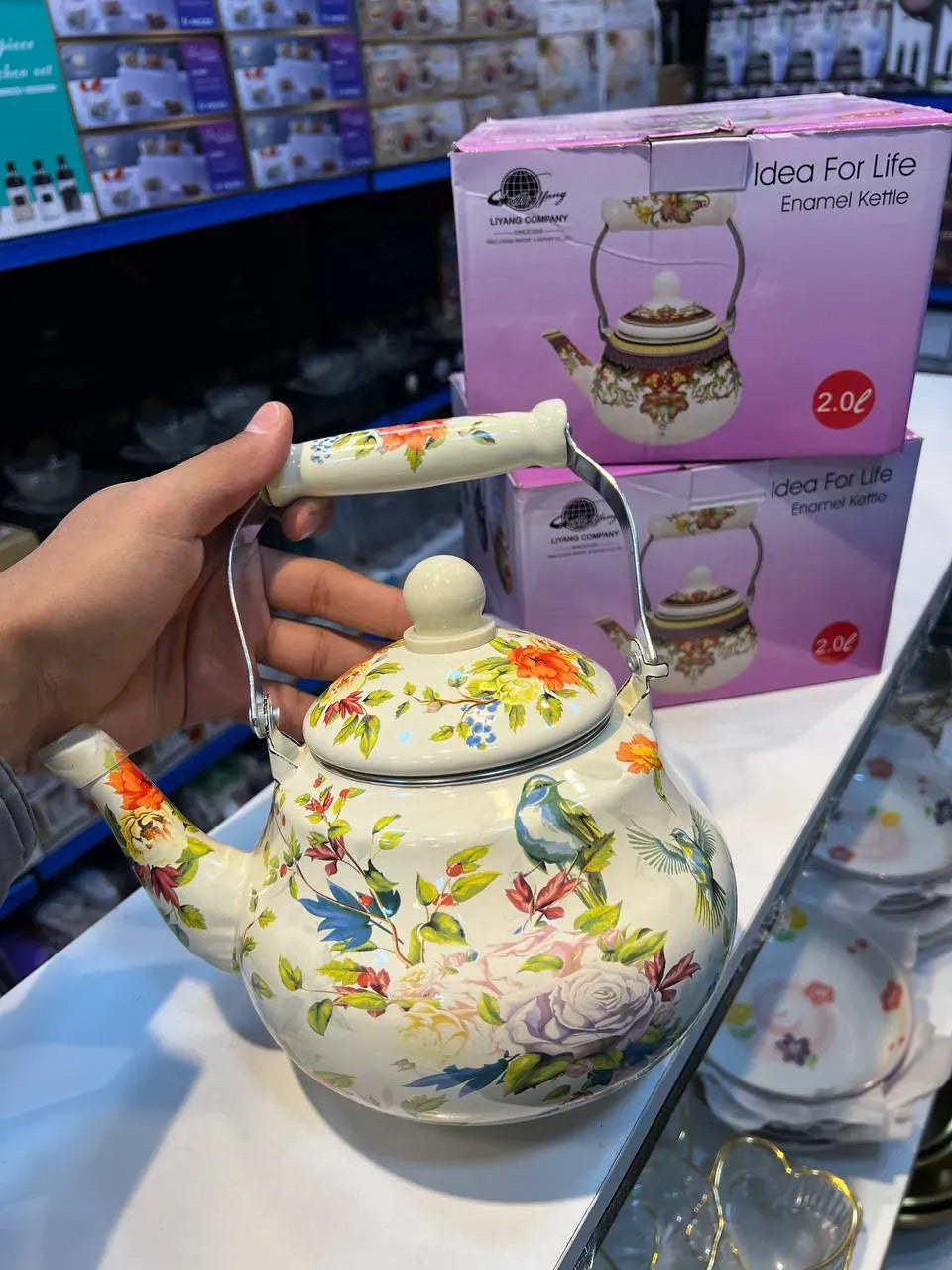 Floral Enamel Kettle