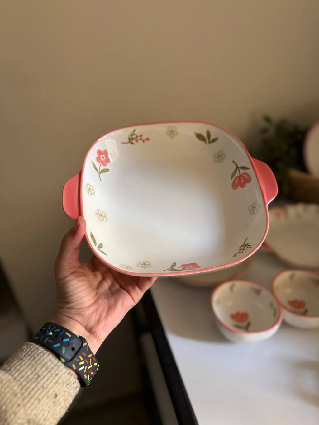 Square Floral Baker