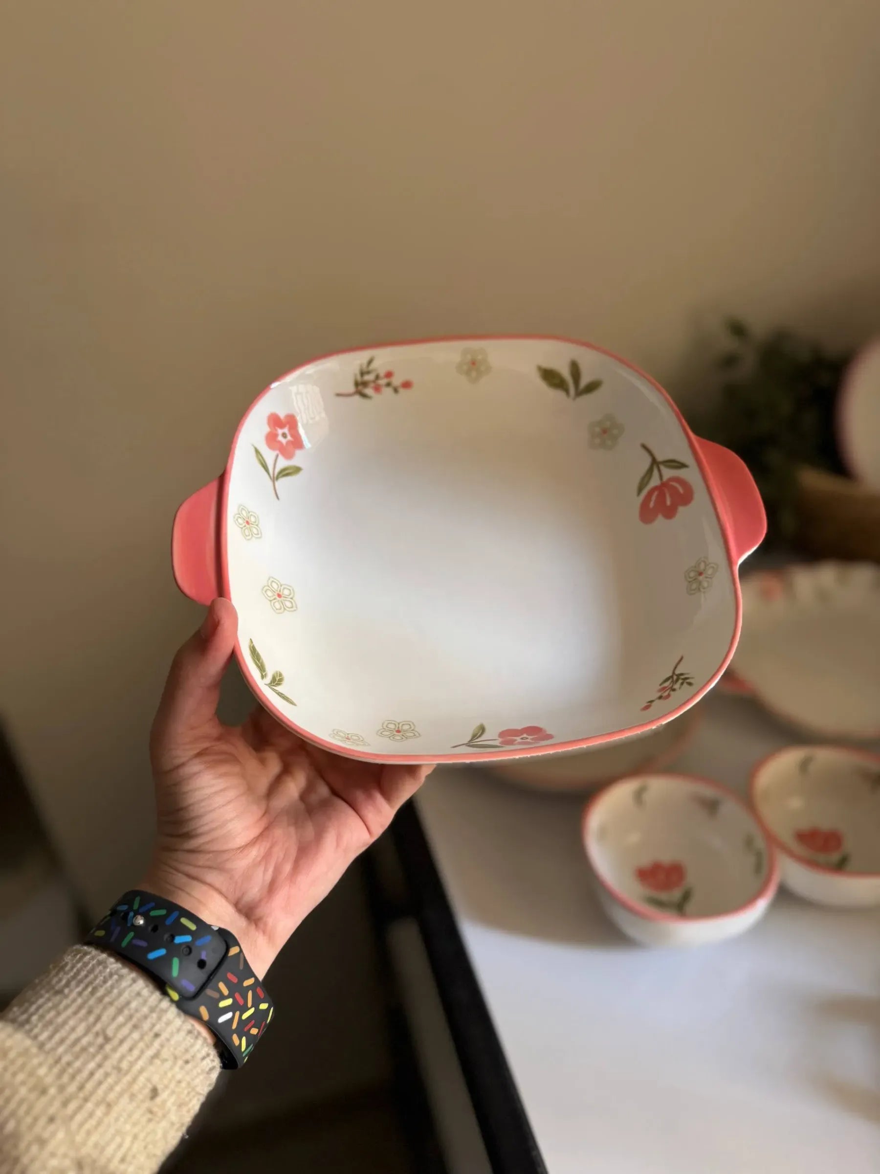 Square Floral Baker