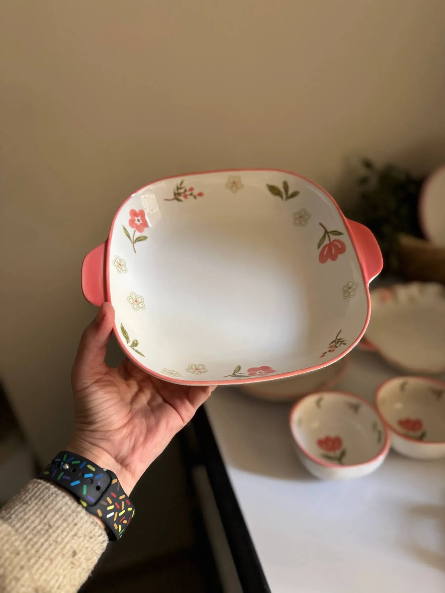 Square Floral Baker