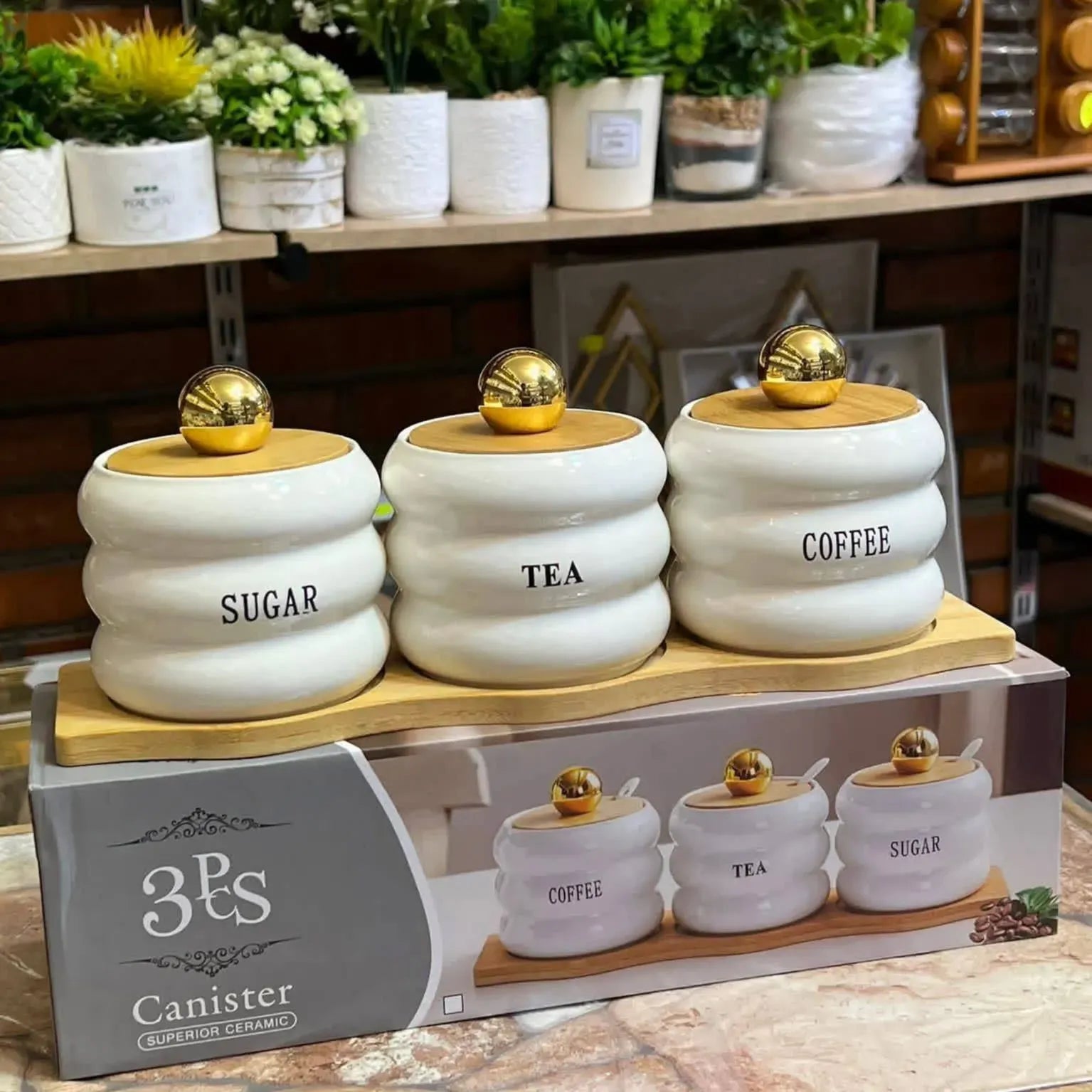 Wavy Gold Canisters