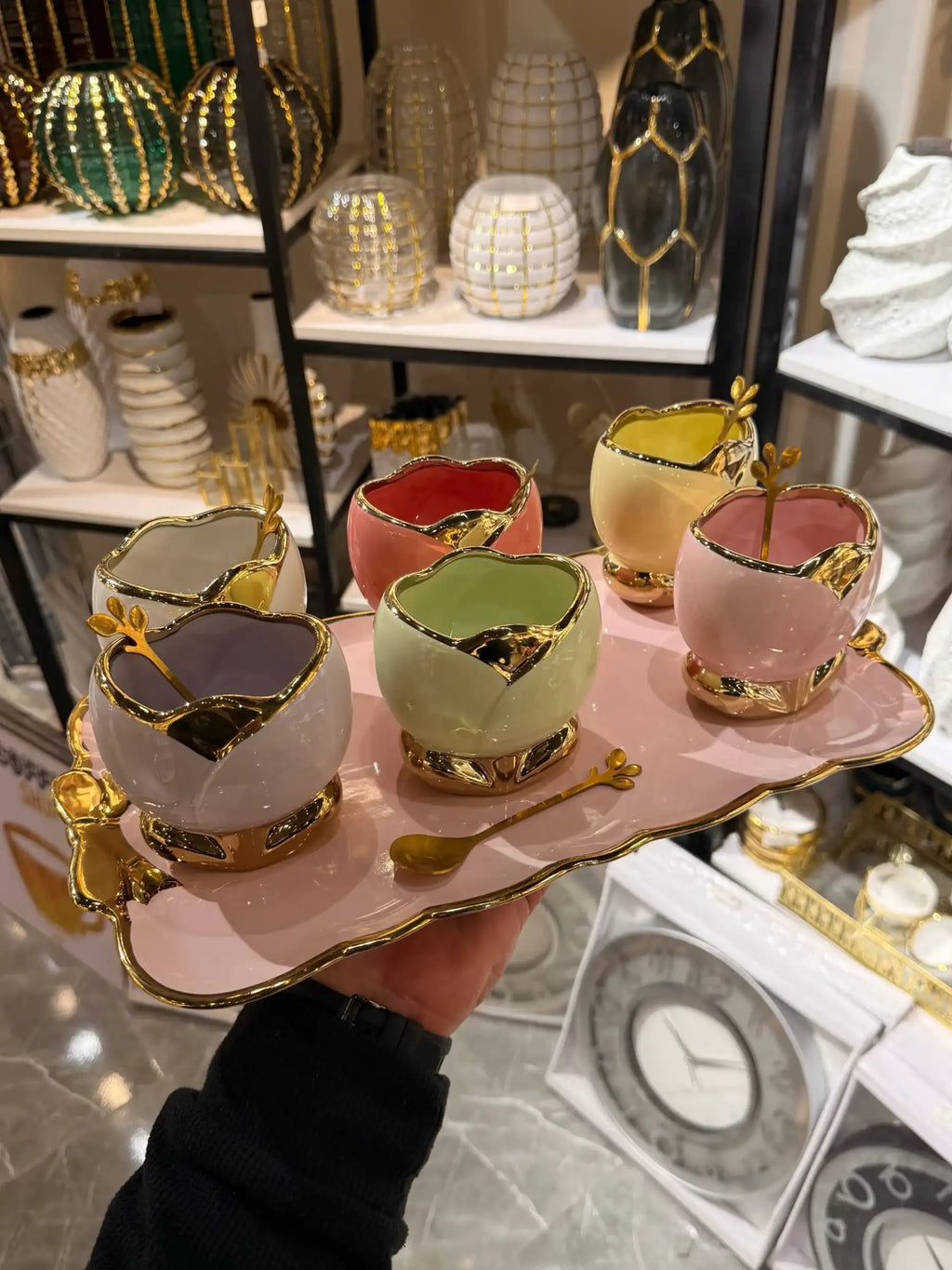 Floral Gold Dessert Set