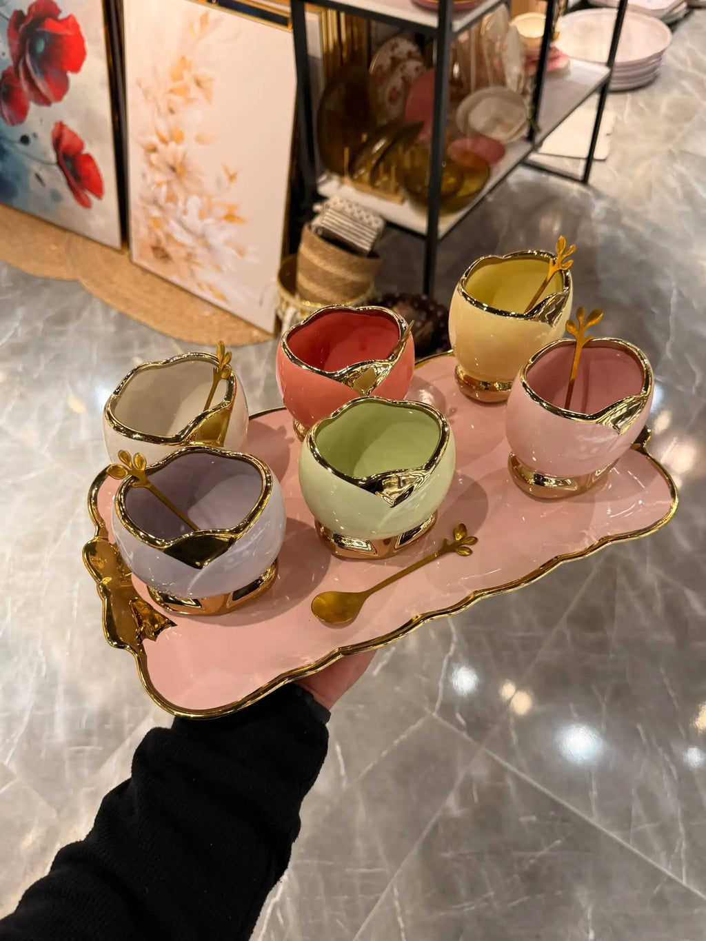 Floral Gold Dessert Set