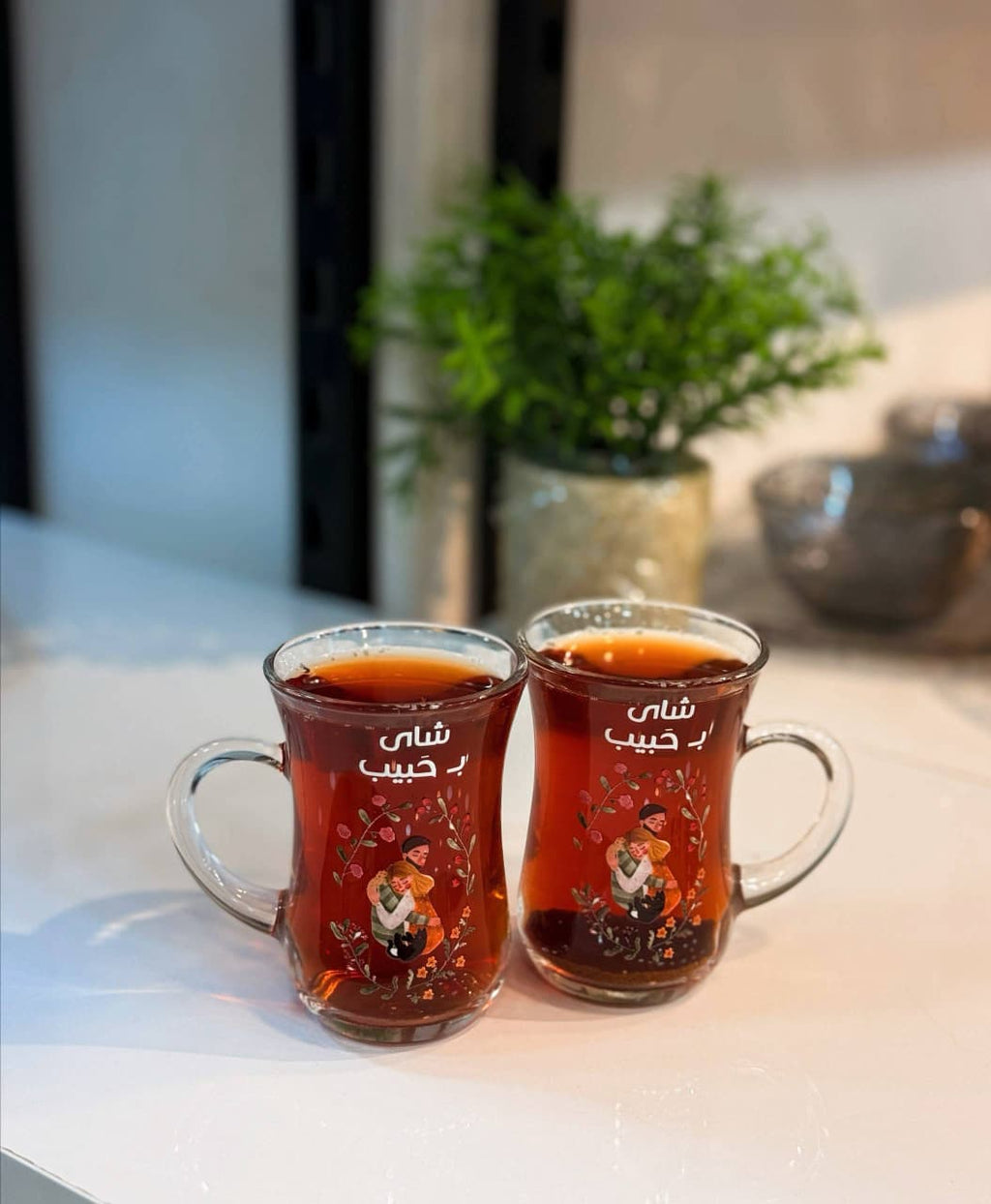 Habib Tea Glasses 6pc hand curv