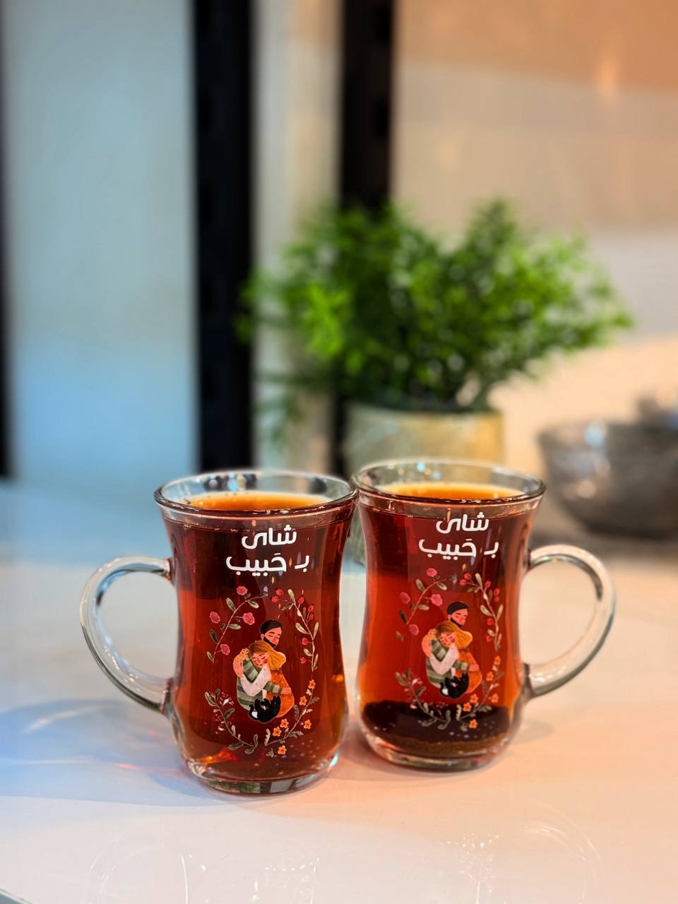 Habib Tea Glasses 6pc hand curv