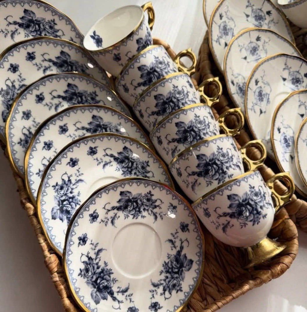 Royal Blue Floral Espresso & Tea Set
