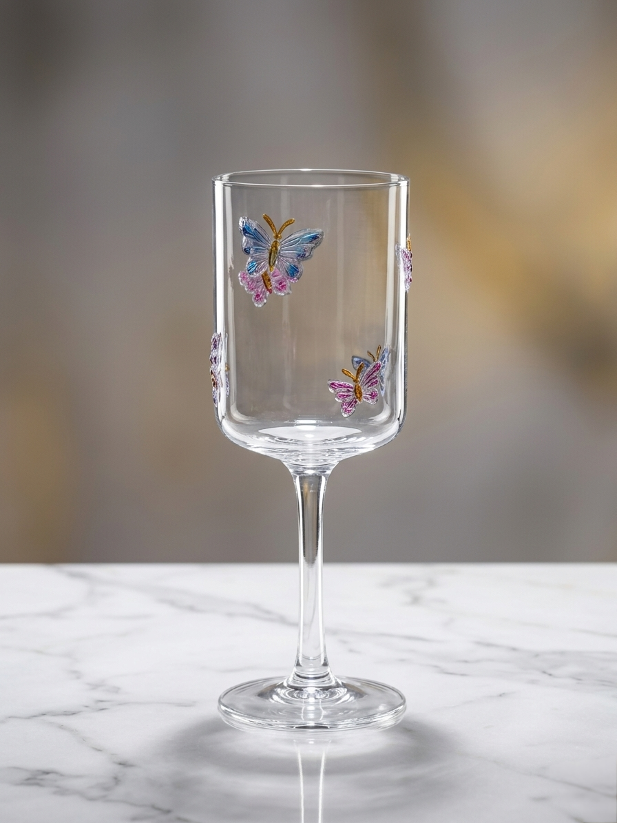 Enchanted Butterfly Glass Flute set