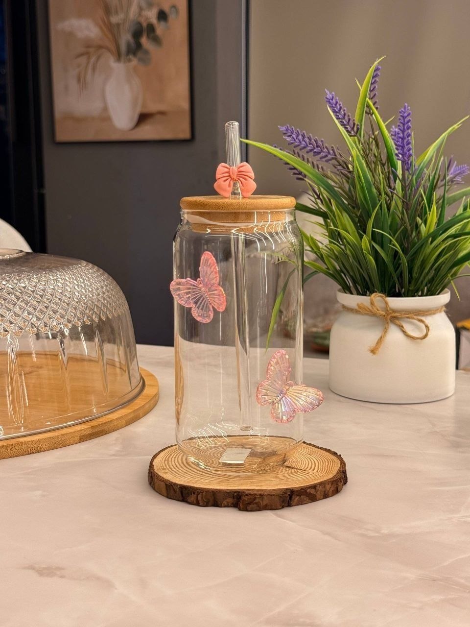 Dreamy Butterfly Glass Tumbler