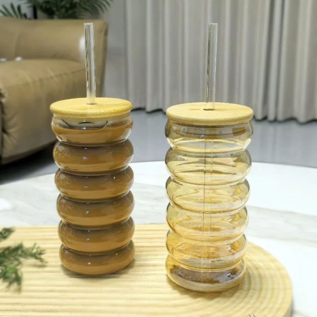 Wavy Bamboo Glass Tumbler