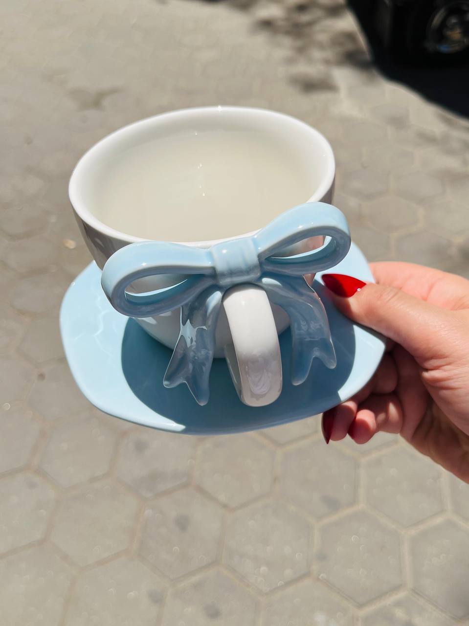 Pearl Coquette Bow Teacup
