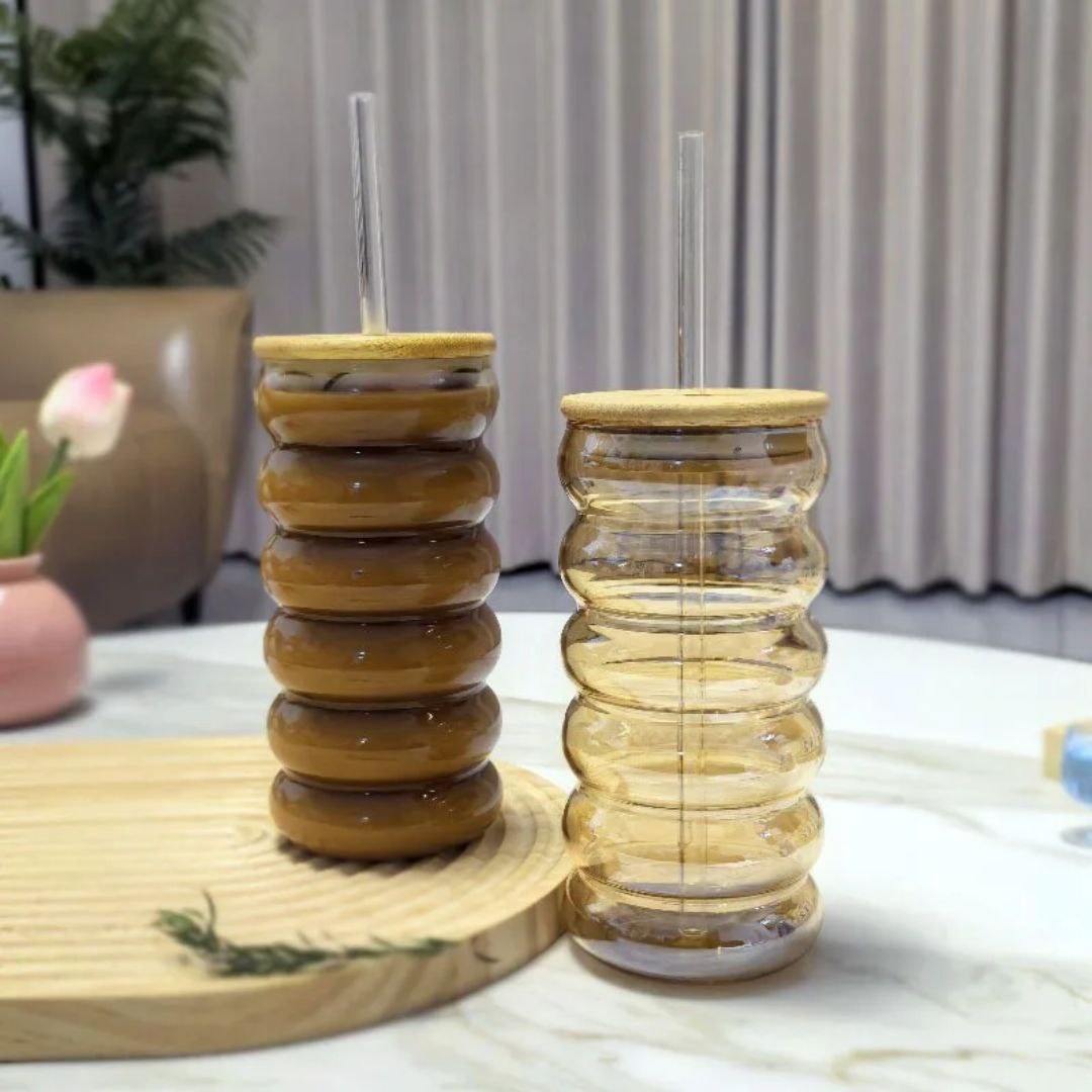 Wavy Bamboo Glass Tumbler
