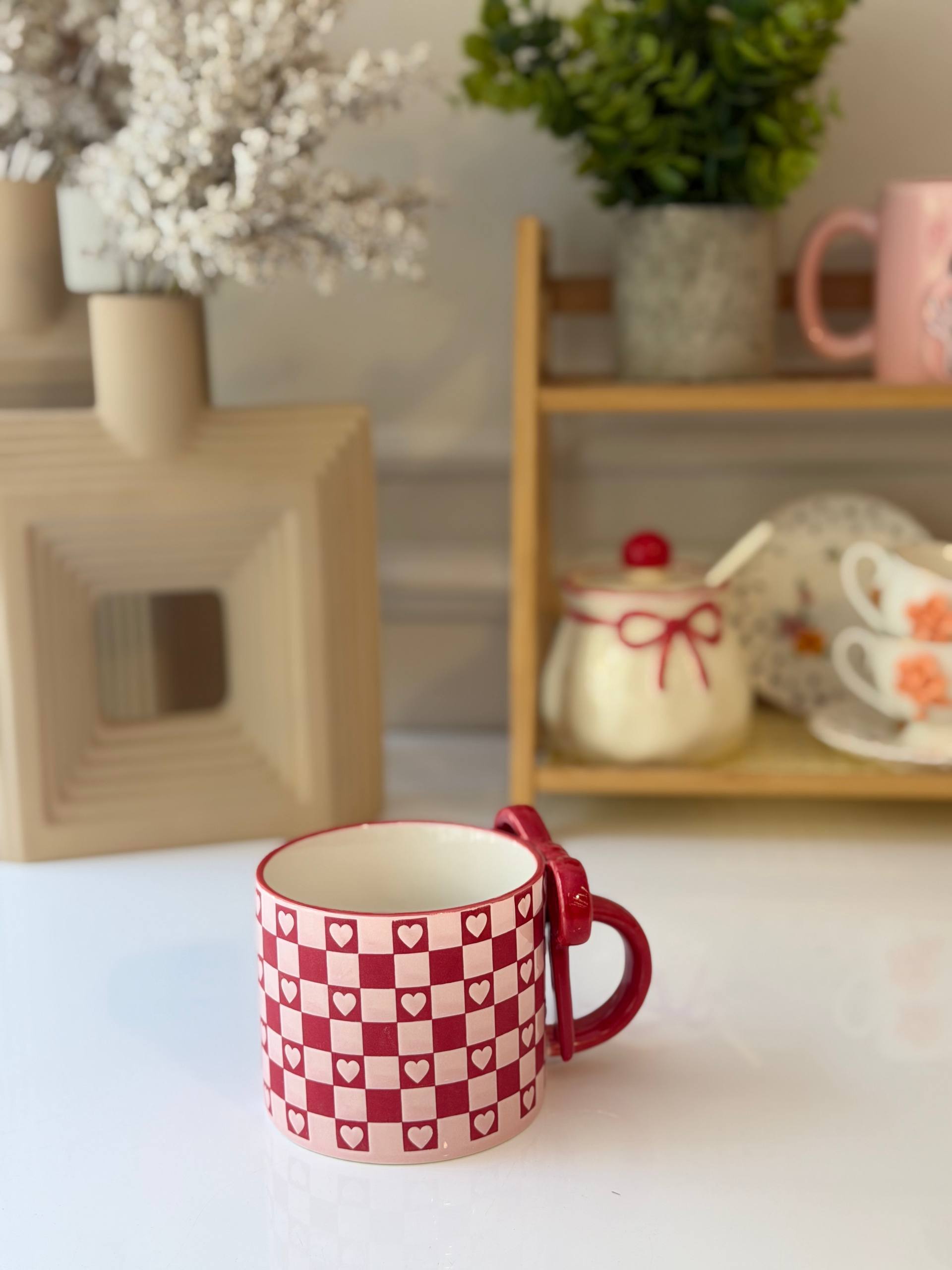 Red Checker Bow Mug