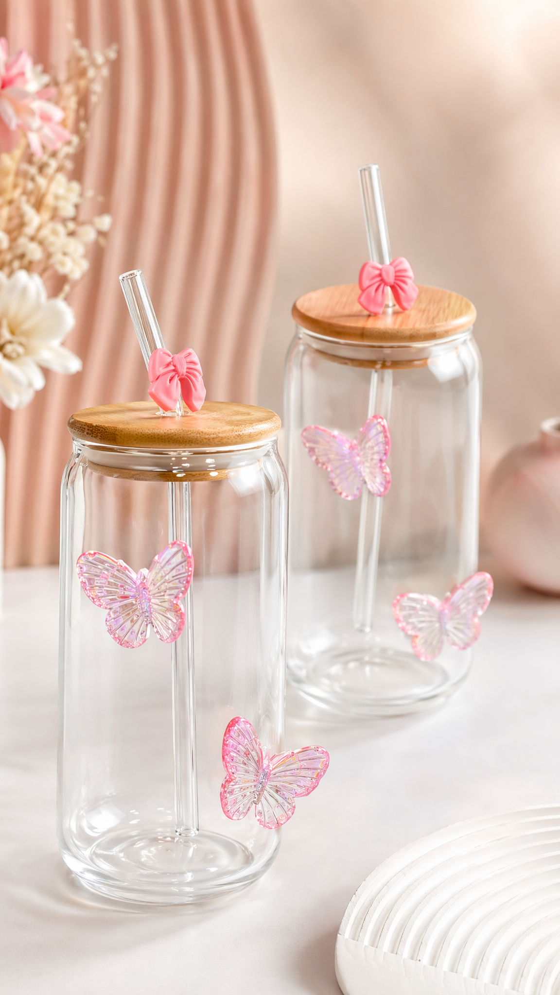 Dreamy Butterfly Glass Tumbler