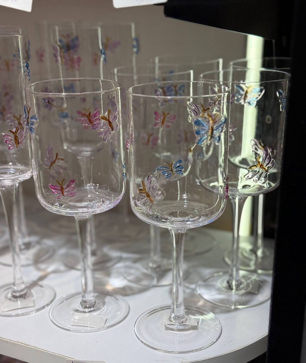 Enchanted Butterfly Glass Flute set