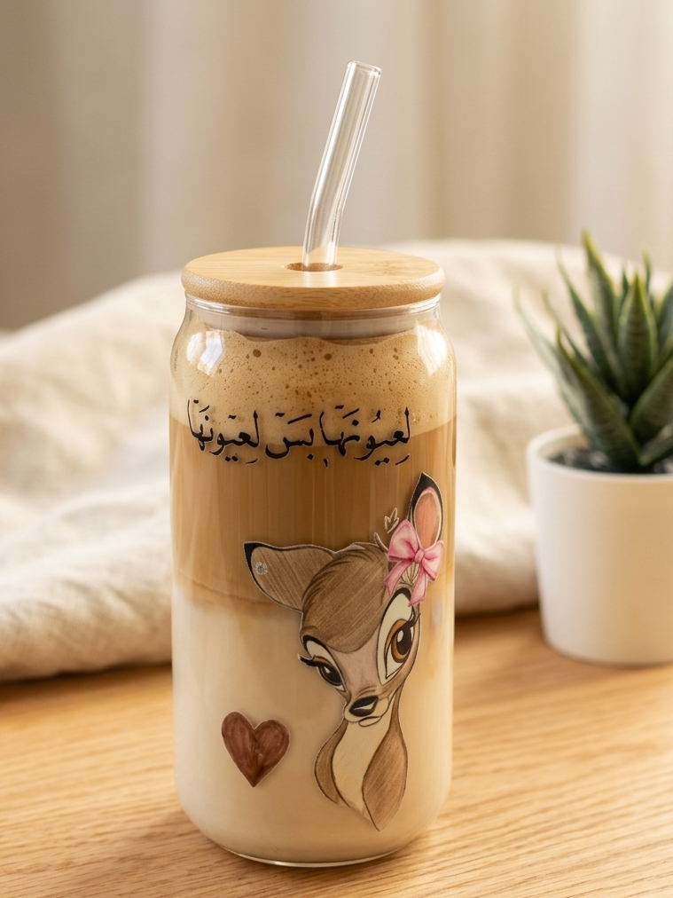Cute Deer Glass Can Tumbler