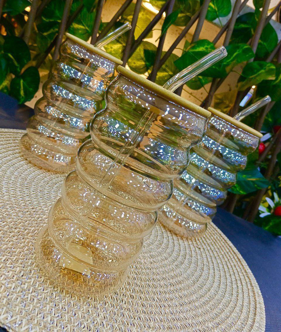 Wavy Bamboo Glass Tumbler