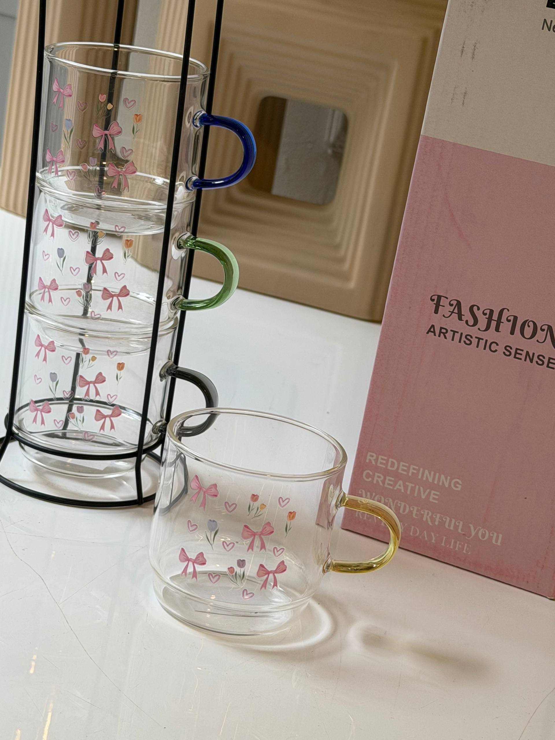 Aesthetic Glass Mug Tower