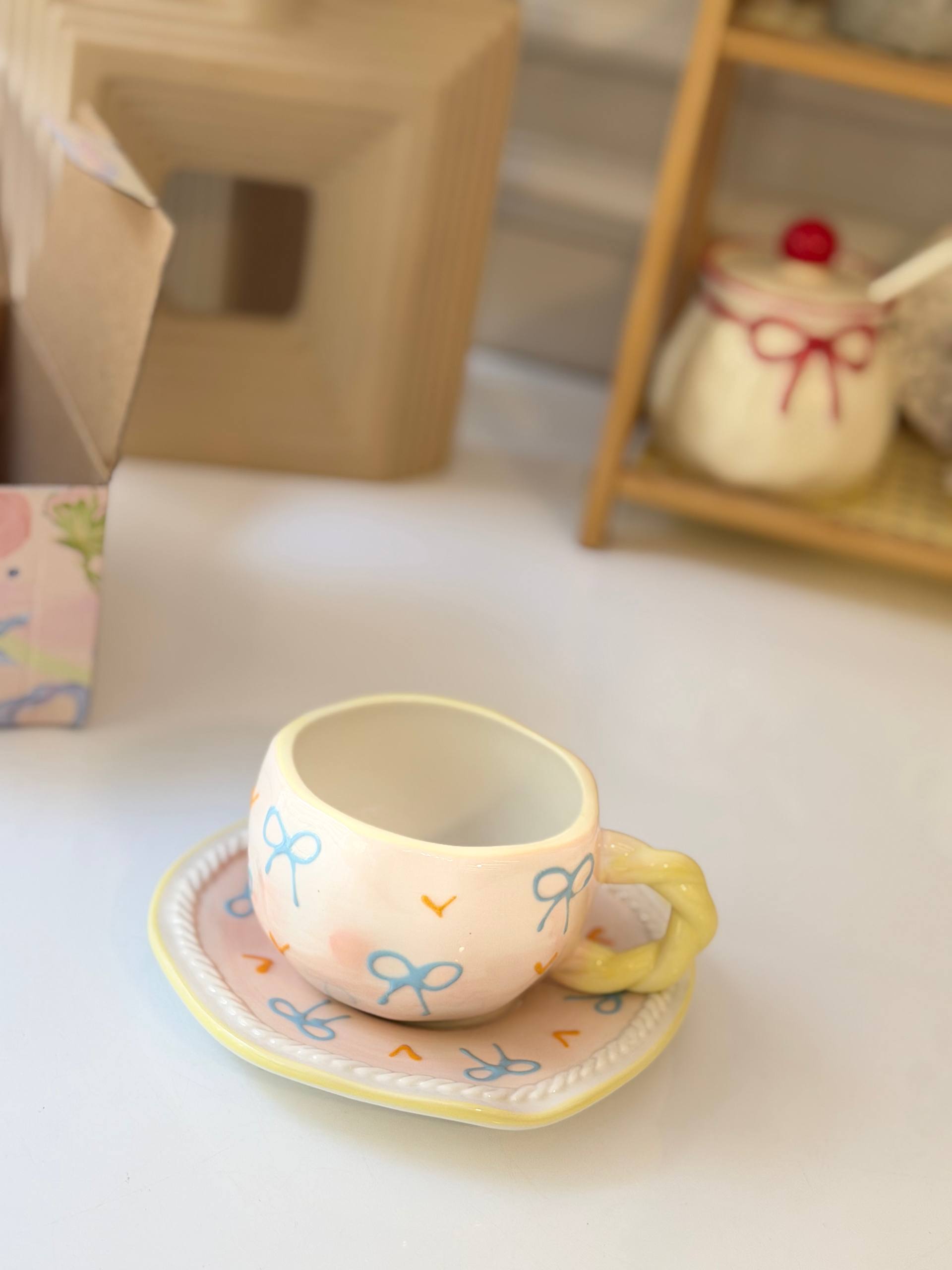 Pastel Ribbon Tea Cup