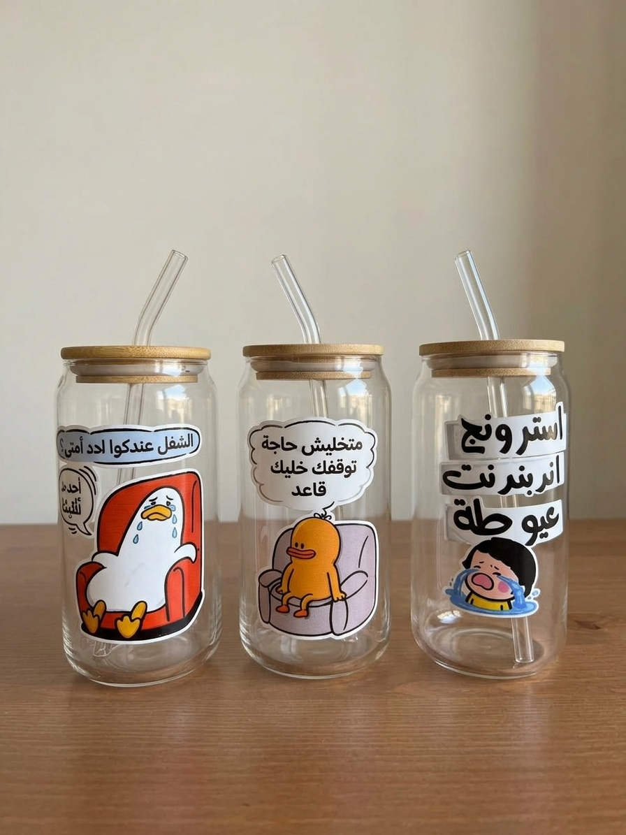 كوب "ڤايبس" الزجاجي بغطاء البامبو