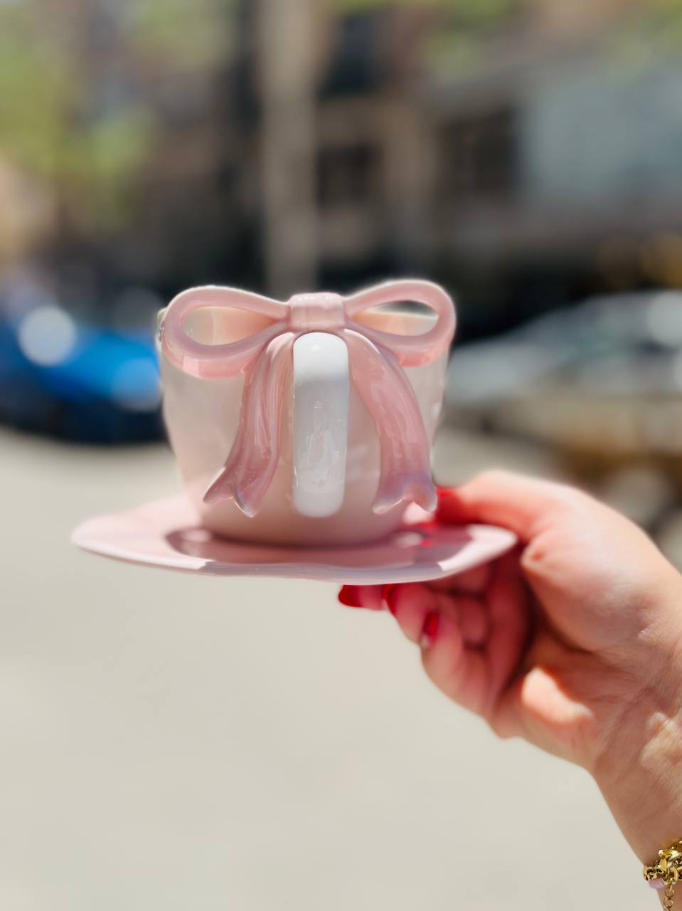 Pearl Coquette Bow Teacup