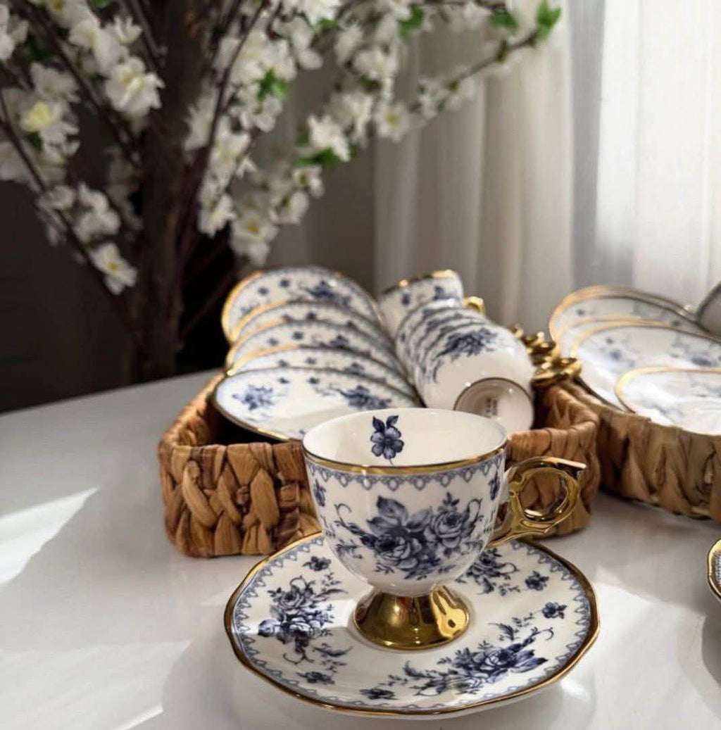Royal Blue Floral Espresso & Tea Set