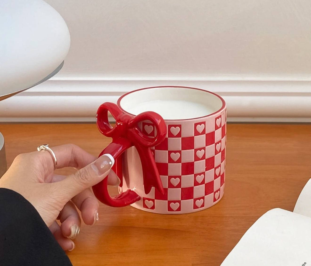 Red Checker Bow Mug