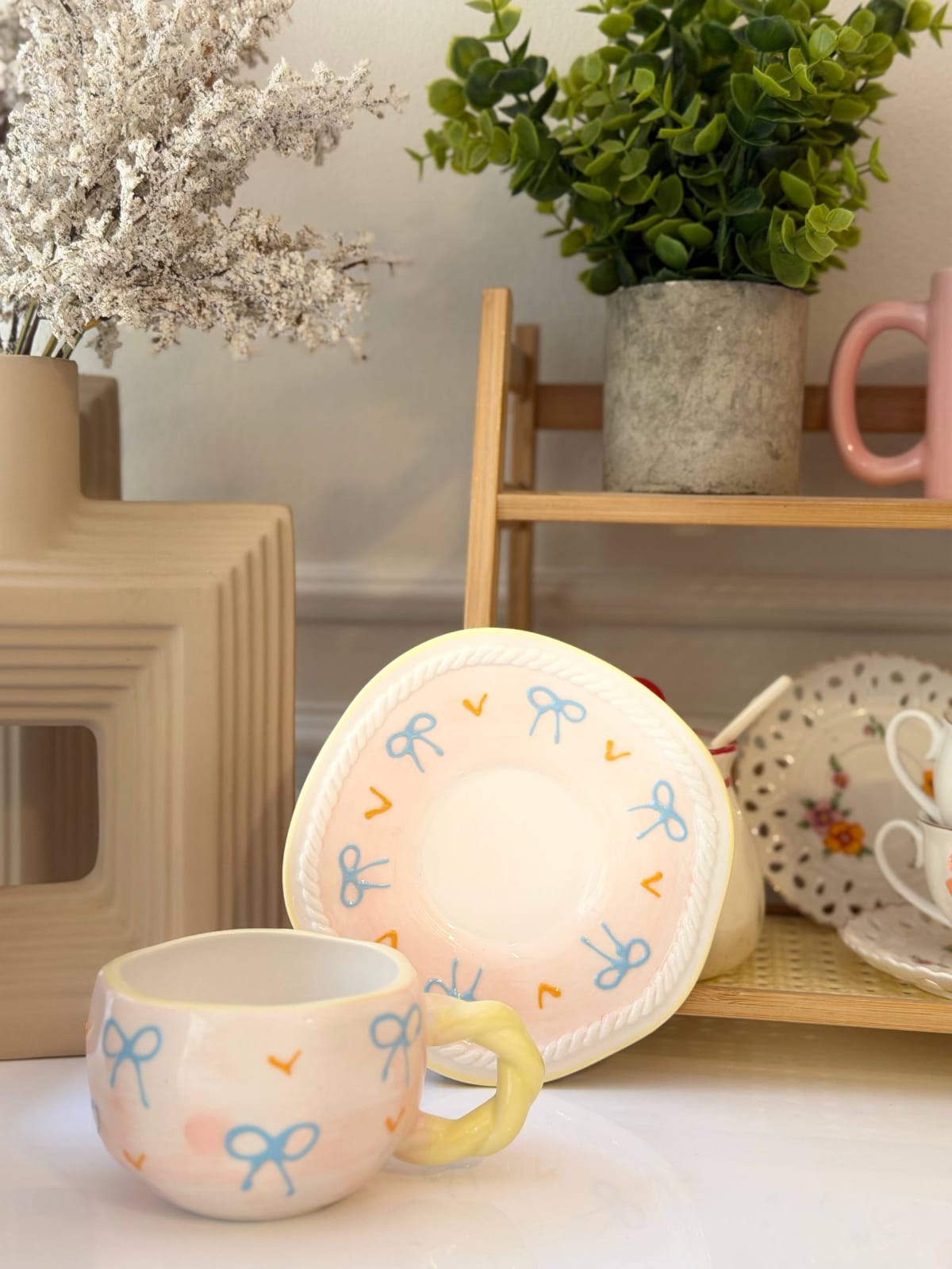 Pastel Ribbon Tea Cup