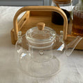 Bamboo Handle Glass Teapot